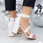 Sandale Dama cu Toc gros XKK535 Alb » meishop.life
