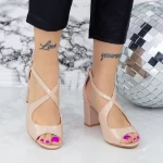 Sandale Dama cu Toc gros YXD18A Bej » meishop.life