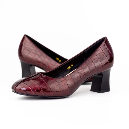 Pantofi cu Toc gros 7395 Visiniu » meishop.life