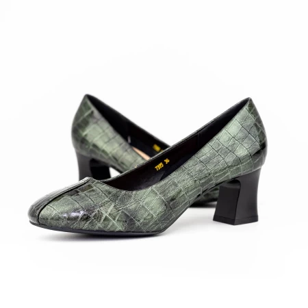 Pantofi cu Toc gros 7395 Verde » meishop.life