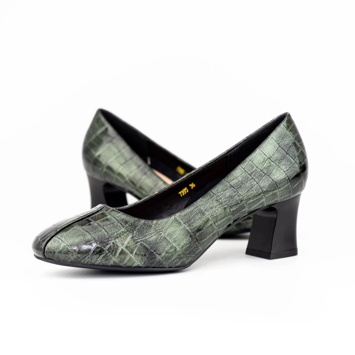 Pantofi cu Toc gros 7395 Verde » meishop.life