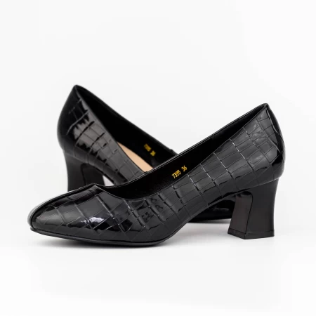 Pantofi cu Toc gros 7395 Negru » meishop.life