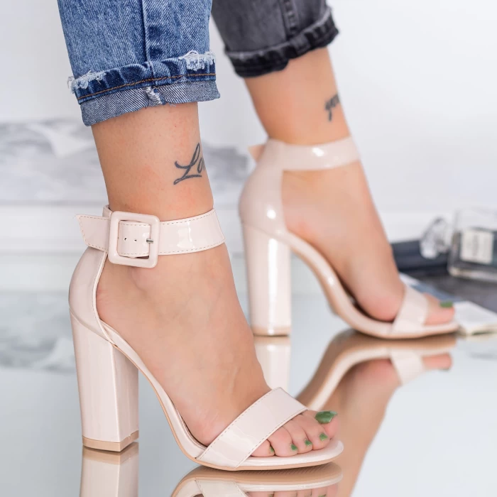 Sandale Dama cu Toc gros XKK161A Nude » meishop.life