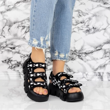 Sandale Dama cu Platforma 2WL87 Negru » meishop.life