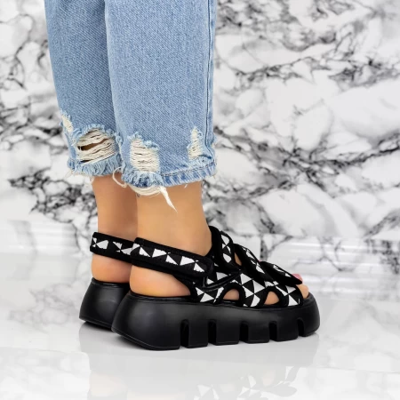 Sandale Dama cu Platforma 2WL87 Negru » meishop.life