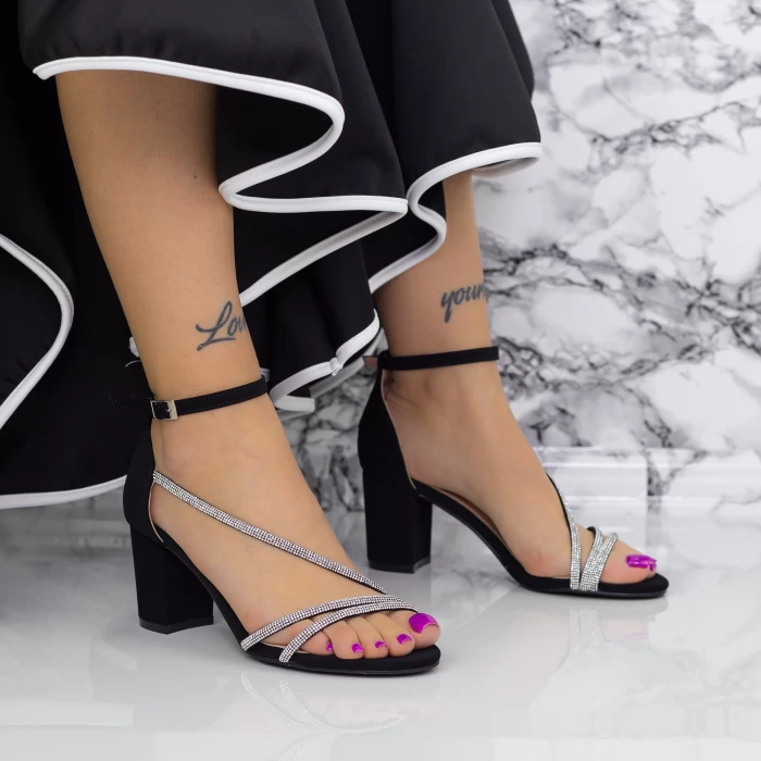 Sandale Dama cu Toc gros 2RG19 Negru » meishop.life