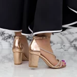 Sandale Dama cu Toc gros 2RG19 Champagne » meishop.life