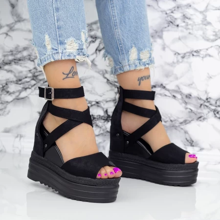 Sandale Dama cu Platforma 2W60 Negru » meishop.life