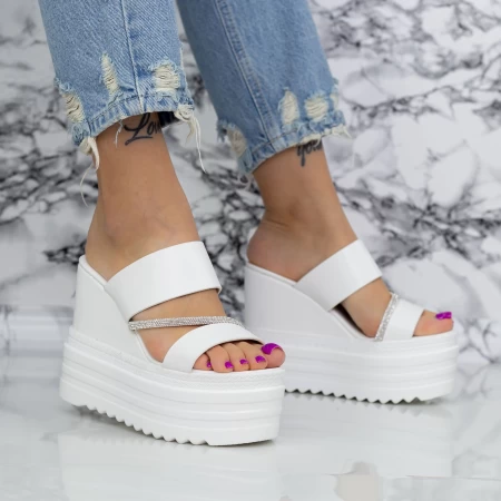 Papuci Dama cu Platforma 2WL116 Alb » meishop.life