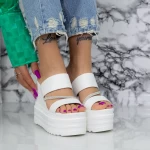Papuci Dama cu Platforma 2WL116 Alb » meishop.life