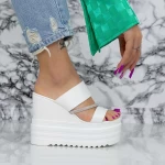 Papuci Dama cu Platforma 2WL116 Alb » meishop.life
