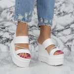 Papuci Dama cu Platforma 2WL116 Alb » meishop.life