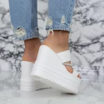 Papuci Dama cu Platforma 2WL116 Alb » meishop.life