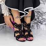 Sandale Dama cu Toc gros 2XKK92 Negru » meishop.life