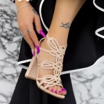 Sandale Dama cu Toc gros 2XKK92 Bej » meishop.life