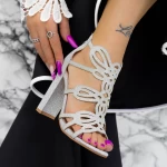 Sandale Dama cu Toc gros 2XKK92 Argintiu » meishop.life