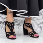 Sandale Dama cu Toc gros 2XKK95 Negru » meishop.life