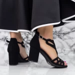 Sandale Dama cu Toc gros 2XKK95 Negru » meishop.life