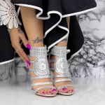 Sandale Dama cu Toc gros 2XKK115 Argintiu » meishop.life