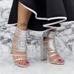 Sandale Dama cu Toc gros 2XKK115 Argintiu » meishop.life