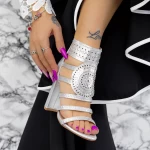 Sandale Dama cu Toc gros 2XKK115 Argintiu » meishop.life