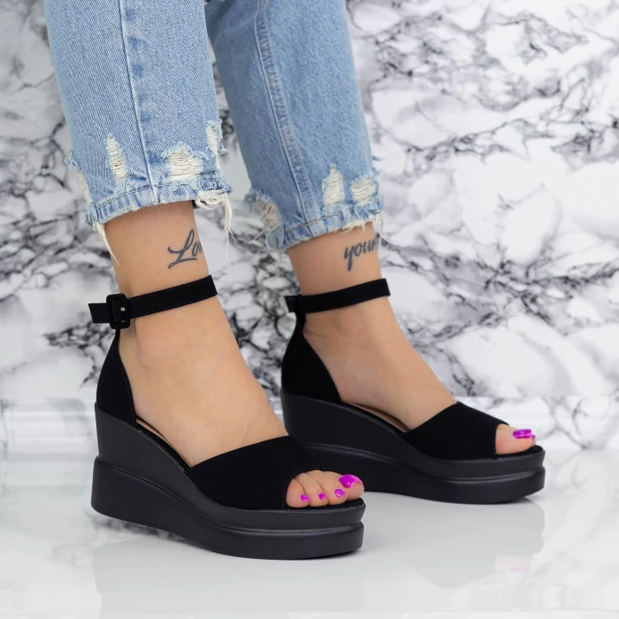 Sandale Dama cu Platforma 2Y1 Negru » meishop.life