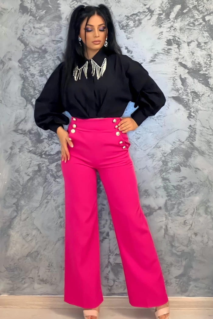Pantaloni Dama 17789-3 Roz » meishop.life
