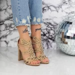 Sandale Dama cu Toc gros 2XKK92 Champagne » meishop.life