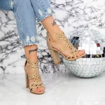 Sandale Dama cu Toc gros 2XKK92 Champagne » meishop.life