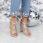 Sandale Dama cu Toc gros 2XKK96 Argintiu » meishop.life
