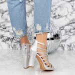 Sandale Dama cu Toc gros 2XKK96 Argintiu » meishop.life