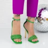Sandale Dama cu Toc subtire VK118 Verde Botinelli