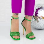 Sandale Dama cu Toc subtire VK118 Verde Botinelli