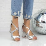 Sandale Dama cu Toc gros YXD18 Argintiu » meishop.life