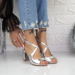 Sandale Dama cu Toc gros YXD18 Argintiu » meishop.life