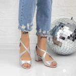 Sandale Dama cu Toc gros YXD20 Argintiu » meishop.life