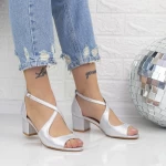 Sandale Dama cu Toc gros YXD20 Argintiu » meishop.life