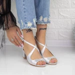 Sandale Dama cu Toc gros YXD20 Argintiu » meishop.life