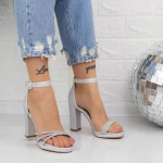 Sandale Dama cu Toc gros 2XKK29 Argintiu » meishop.life