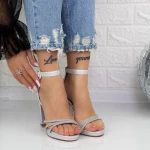Sandale Dama cu Toc gros 2XKK29 Argintiu » meishop.life