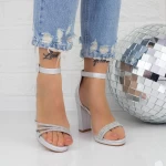 Sandale Dama cu Toc gros 2XKK29 Argintiu » meishop.life
