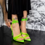 Sandale Dama cu Toc subtire 2ZB5 Verde » meishop.life