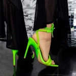 Sandale Dama cu Toc subtire 2ZB5 Verde » meishop.life