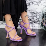 Sandale Dama cu Toc subtire 2ZB7 Mov » meishop.life