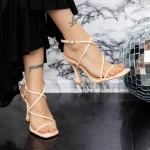 Sandale Dama cu Toc subtire 2ZB7 Bej » meishop.life