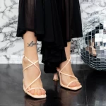 Sandale Dama cu Toc subtire 2ZB7 Bej » meishop.life