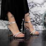 Sandale Dama cu Toc gros 2XKK31 Argintiu » meishop.life