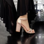 Sandale Dama cu Toc gros 2XKK31 Champagne » meishop.life