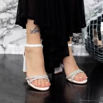 Sandale Dama cu Toc gros 2XKK31 Alb » meishop.life