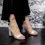 Sandale Dama cu Toc gros 2XKK59 Argintiu » meishop.life